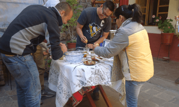 inca culture course, cooking with our student